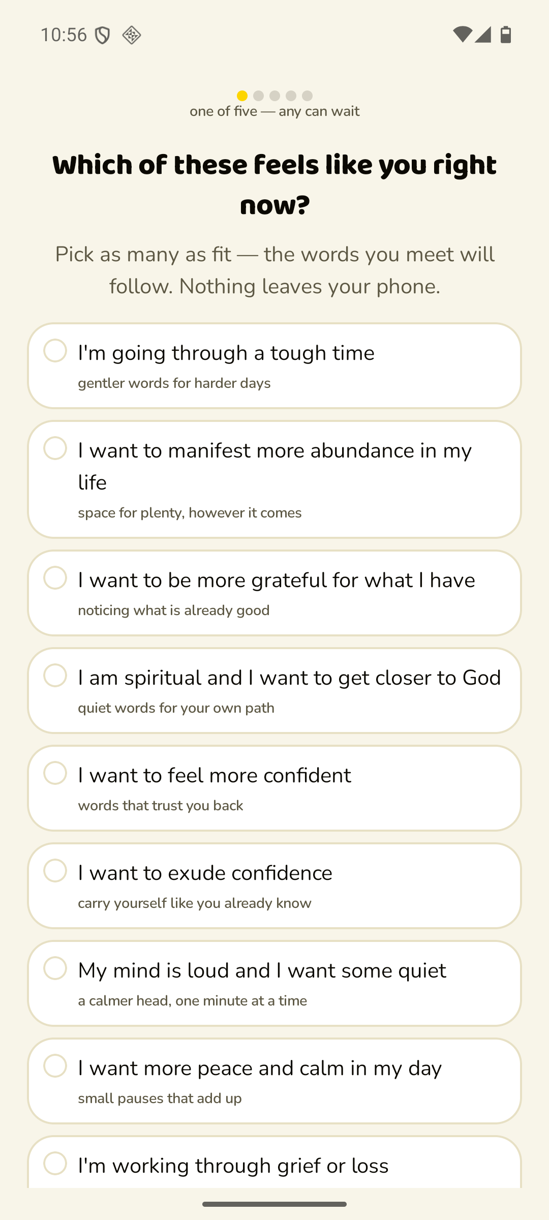 The goals step where you choose what pauses are for